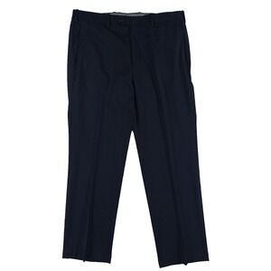 B Briches Italy Dress Pants Men 36x31 Blue Flat Front Wool Blend